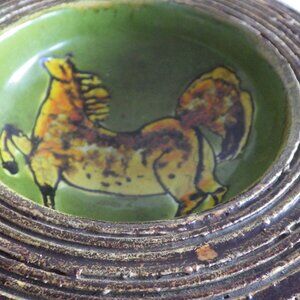Alvaro Cartei Pottery Bowl Horse Italian Bitossi Raymor Signed